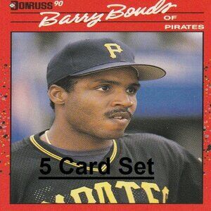 Barry Bonds MLB Card Collection - 5 Pittsburgh Pirates Cards